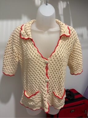 Greylin Crochet Sweater EUC